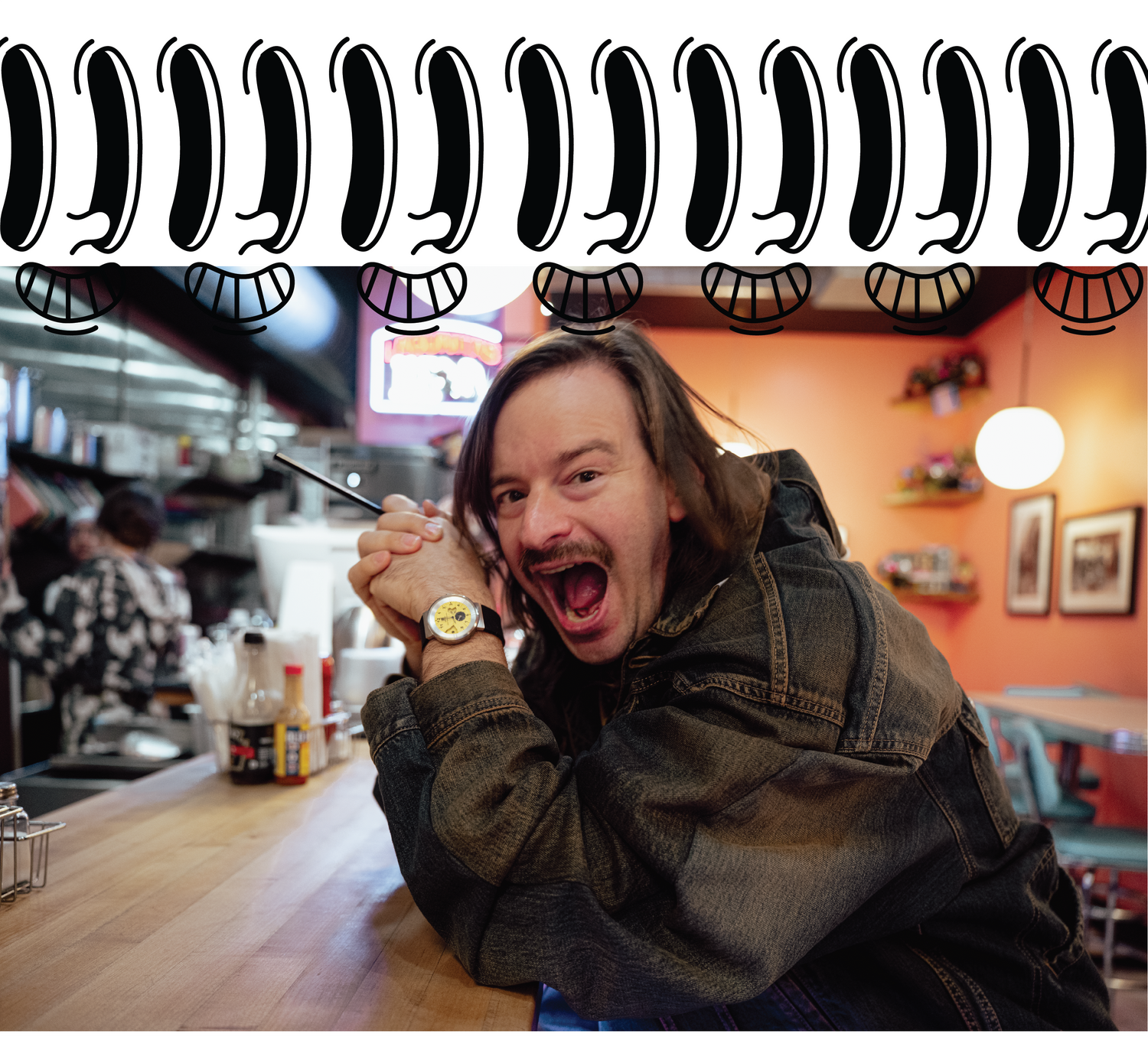 Person with a surprised expression in a casual setting with text overlay